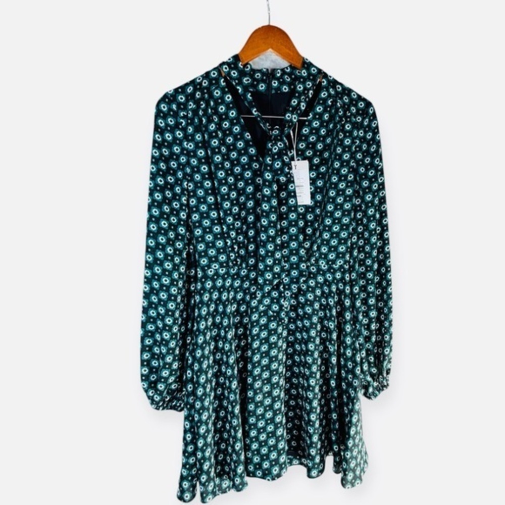 Ted Baker London Dolley Green Geometric Floral Mini Dress Size 2 NWT
